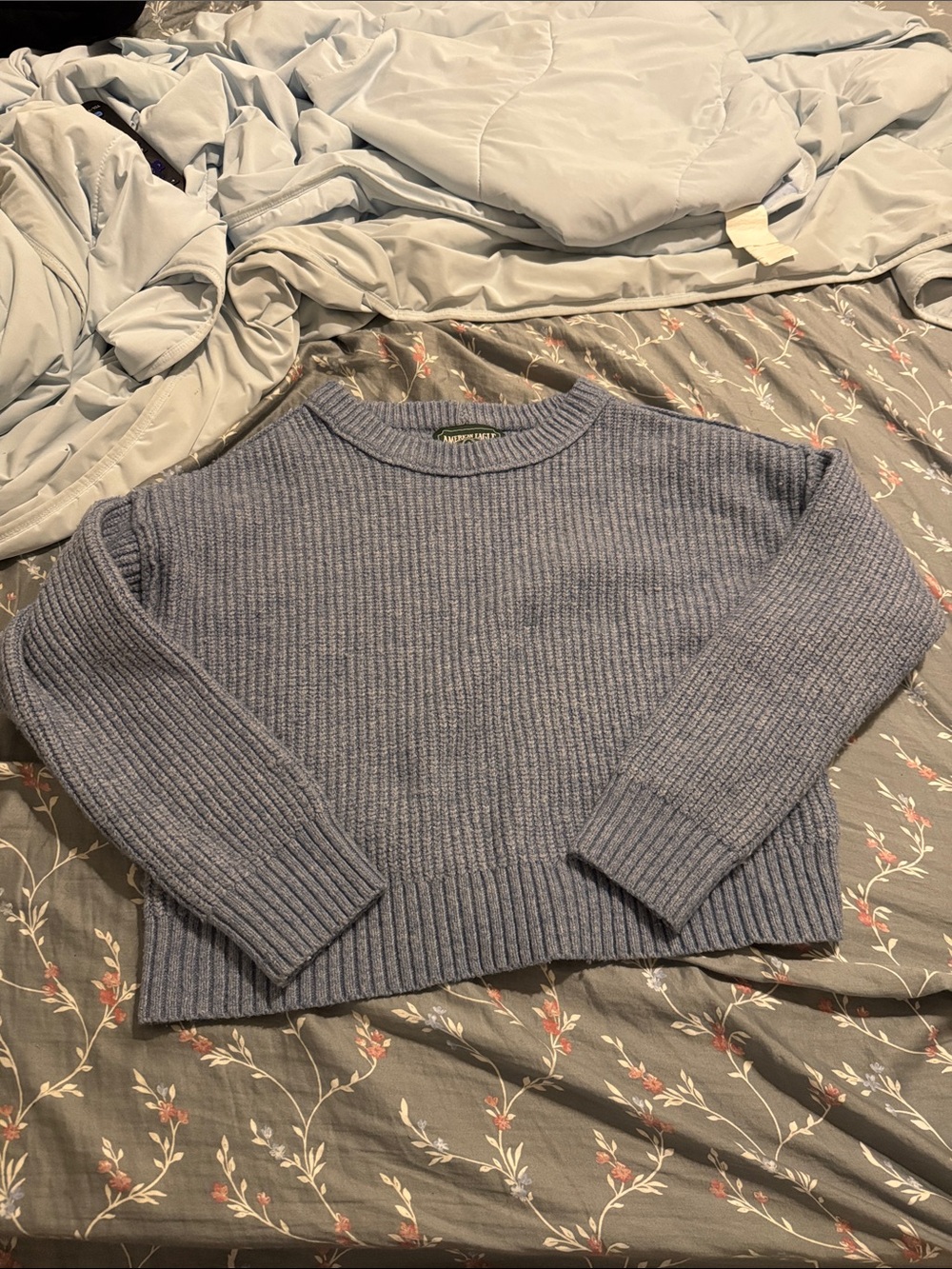 L.L. Bean Women's Light Blue Ribbed Crewneck Sweater